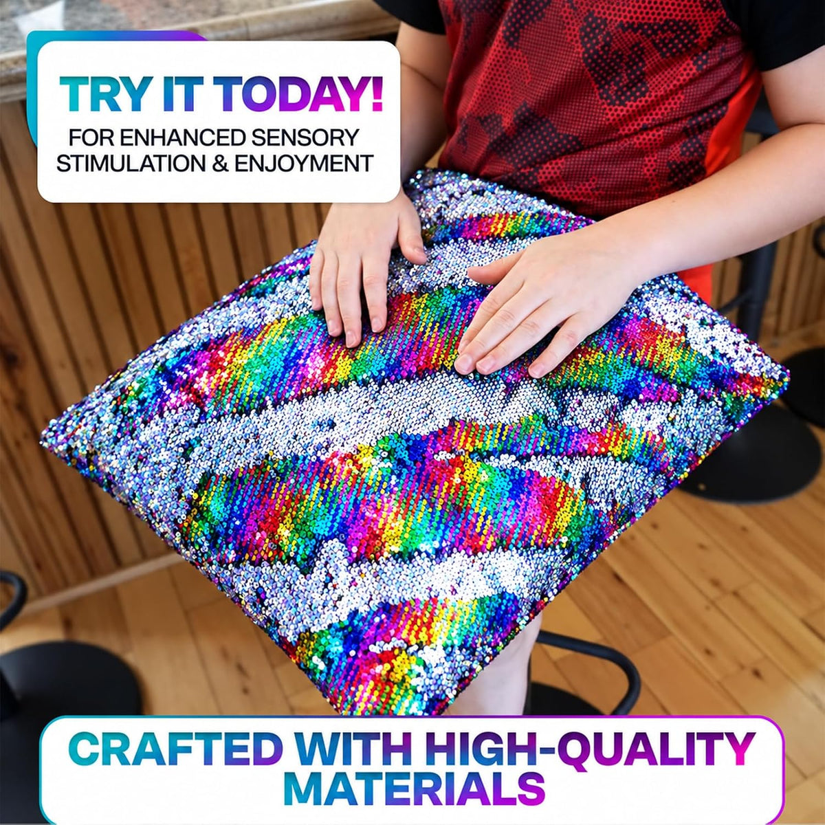 Kids Weighted Lap Pad, 5 lb with Reversible Sequin Sensory Fabric