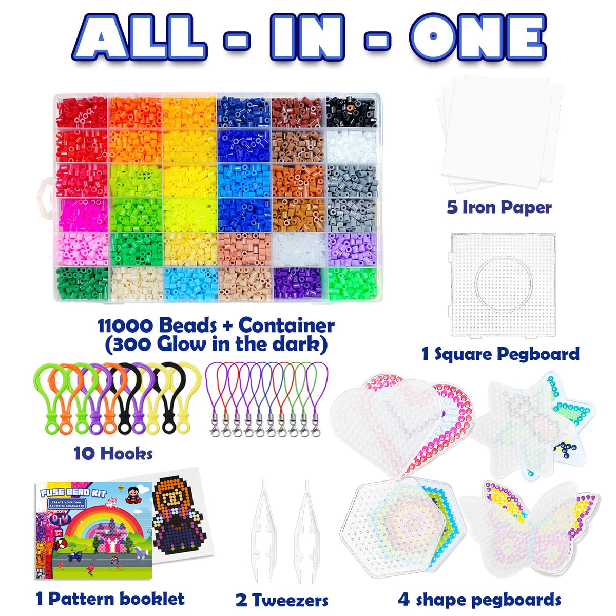23000 5mm Fuse Beads Kit for Craft Gifts - 22 Colors | 106 Patterns