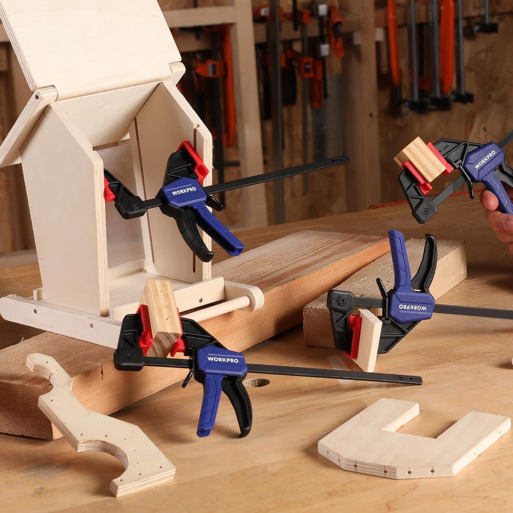 WORKPRO 6" Mini Bar Clamps for Woodworking, 50 lbs Load Limit, 2-Pack