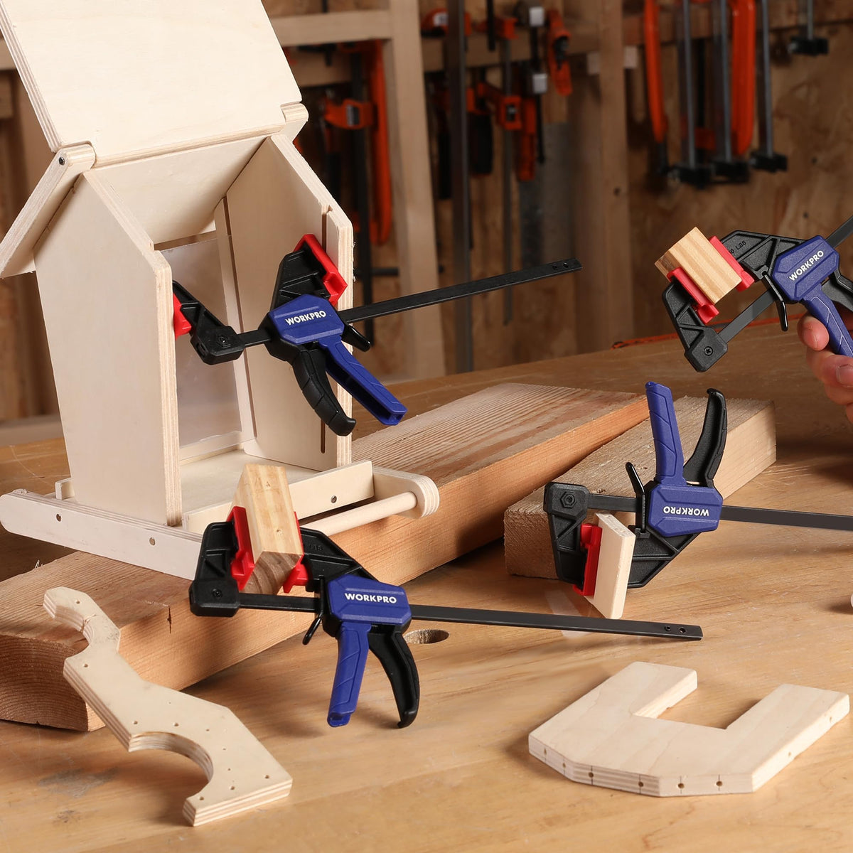WORKPRO 6" Mini Bar Clamps for Woodworking, 50 lbs Load Limit, 2-Pack