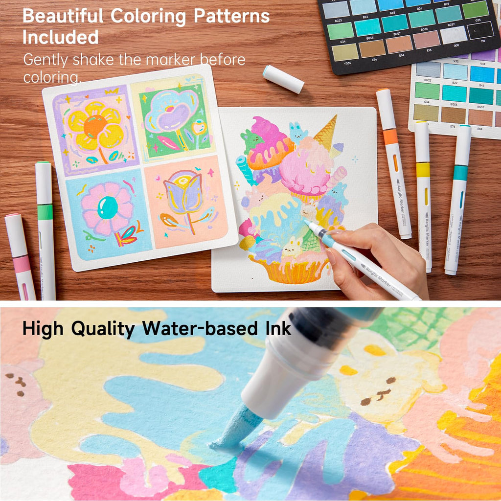 Shuttle Art 96 Colors Dual Tone Refillable Acrylic Markers with 100 Refills