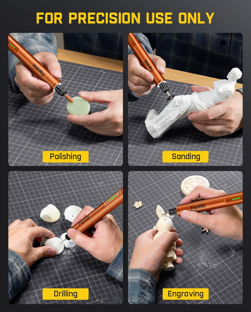 Fanttik F2 Master Mini Cordless Rotary Tool Kit for 3D Printer Sanding