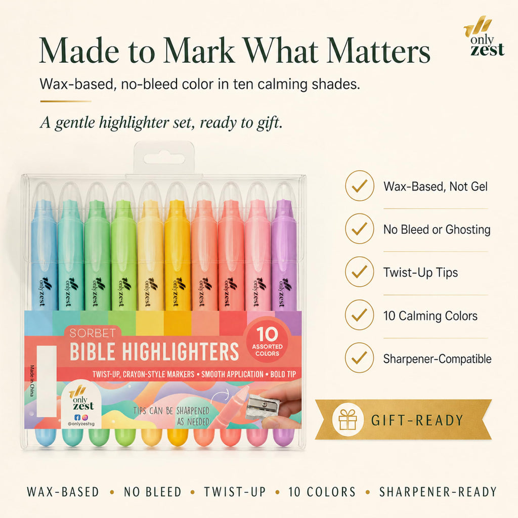 10 Pack Bible Safe Highlighters - Pastel Color, Wax Highlighters