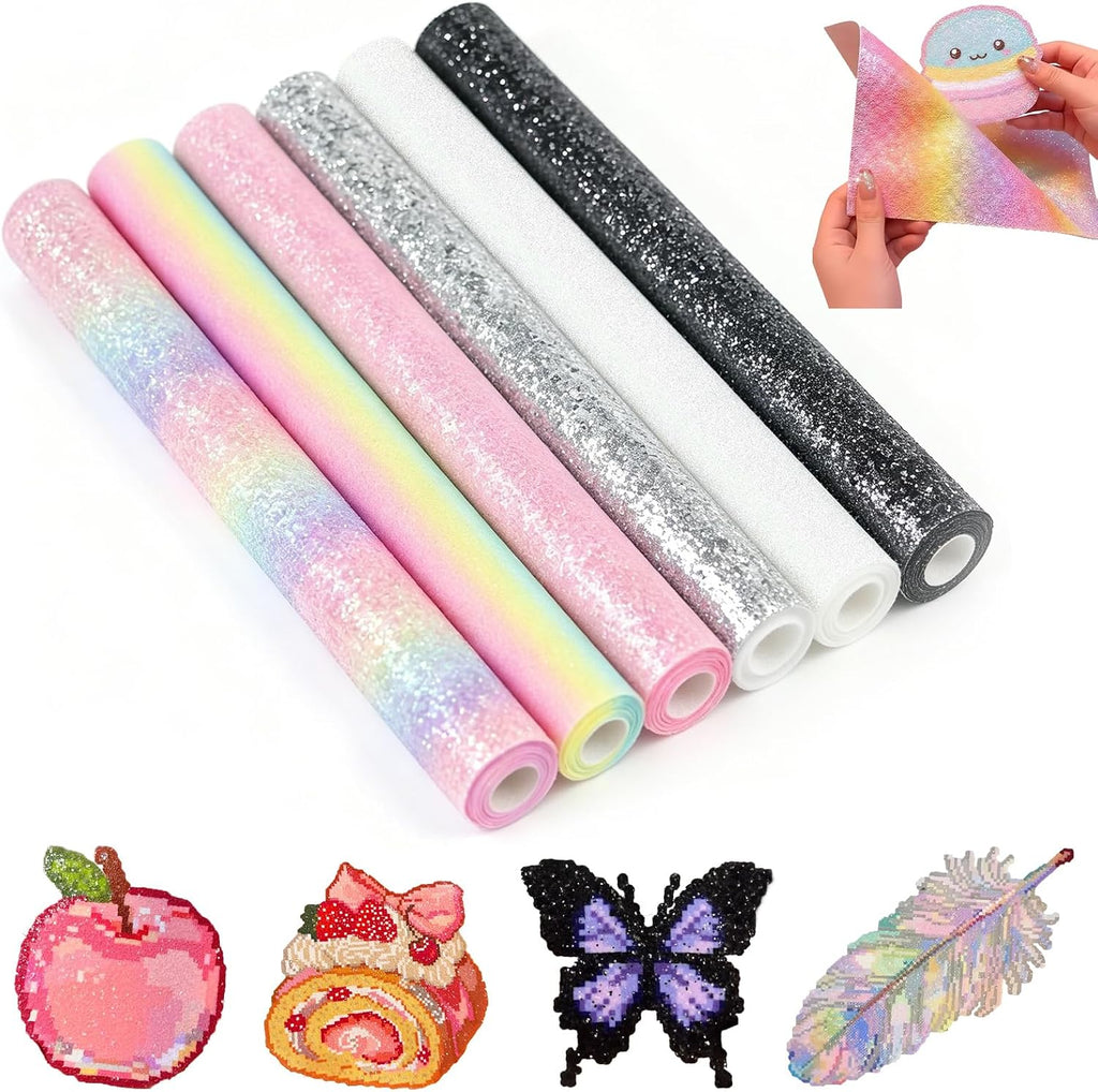 6 Sheets Rainbow Glitter Iron Paper for Perler Beads 7.8x6 Inch