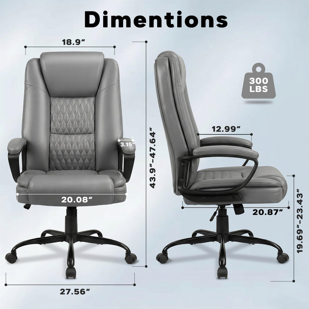 Office Chair, High Back Ergonomic Home Office Desk Chairs with Lumbar Support, Adjustable Big and Tall Computer Chair, 360° Swivel, PU Leather, Brown