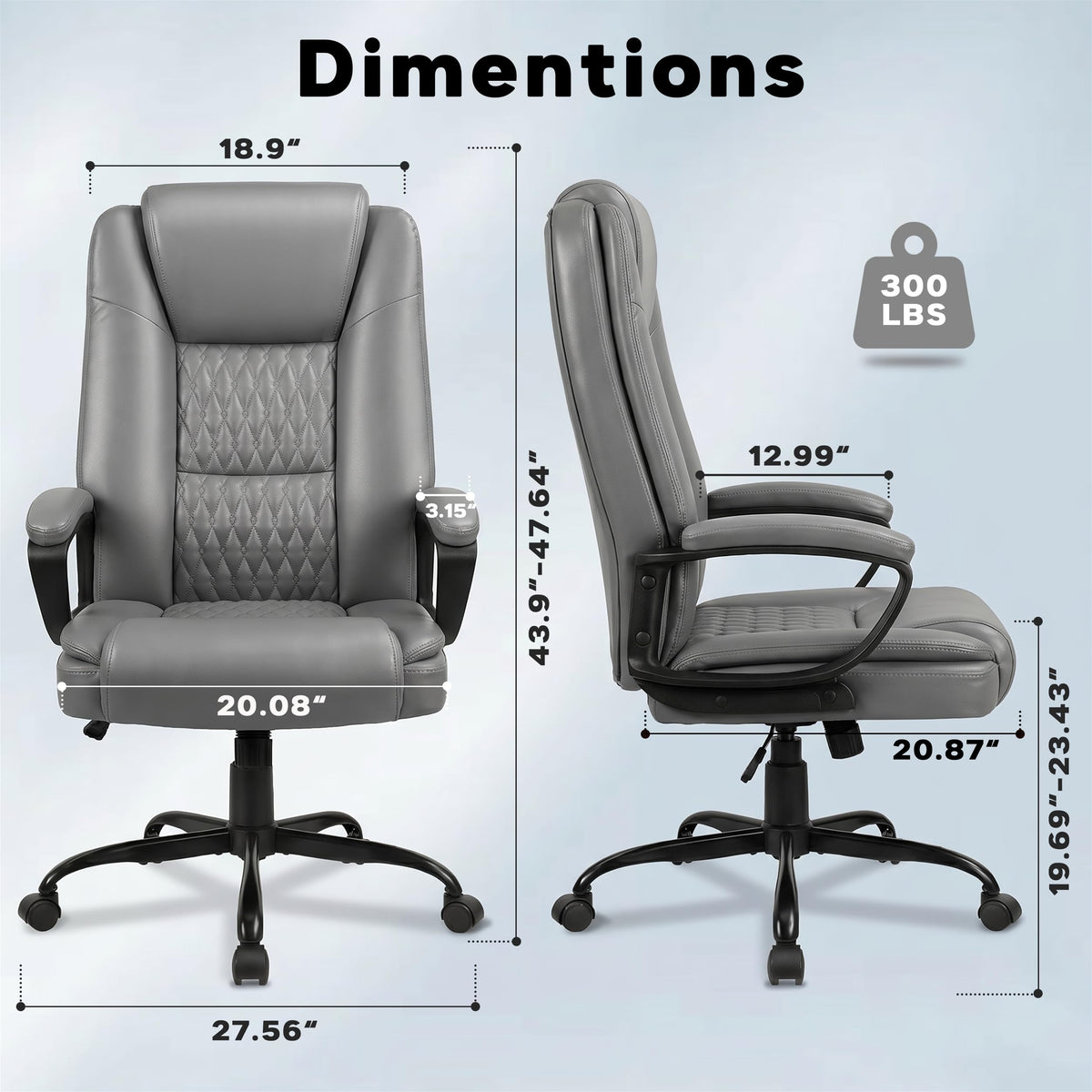 Office Chair, High Back Ergonomic Home Office Desk Chairs with Lumbar Support, Adjustable Big and Tall Computer Chair, 360° Swivel, PU Leather, Brown