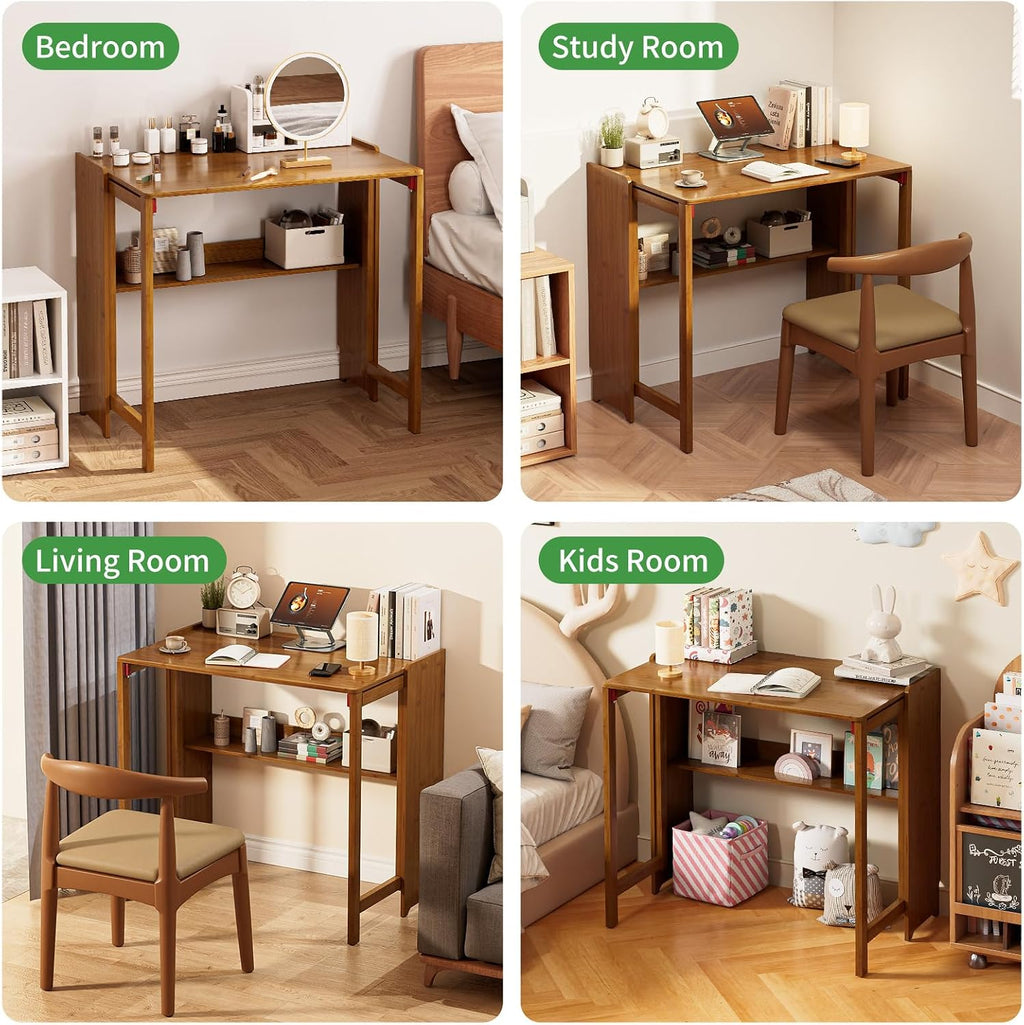 Dezyfurni Bamboo Folding Student Desk with Storage