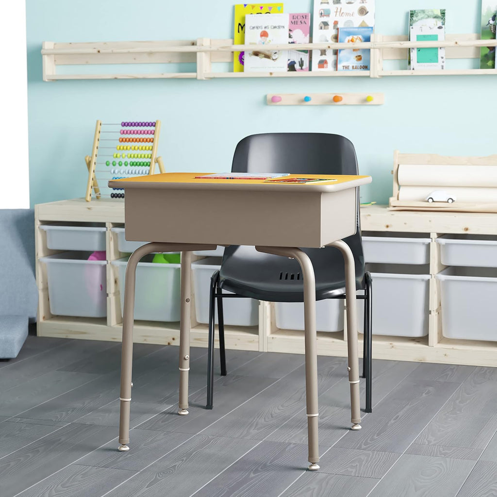 EMMA + OLIVER Adjustable Student Desk with Book Box