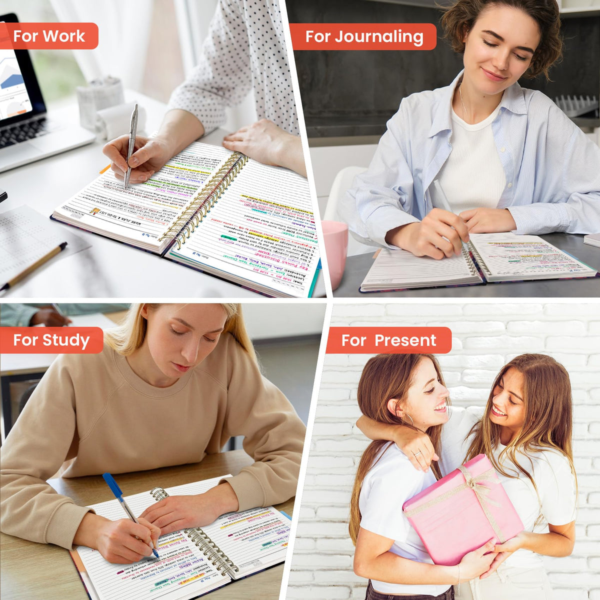 Taja Spiral Notebooks for Work 5 Subject Notebook with Removable Dividers