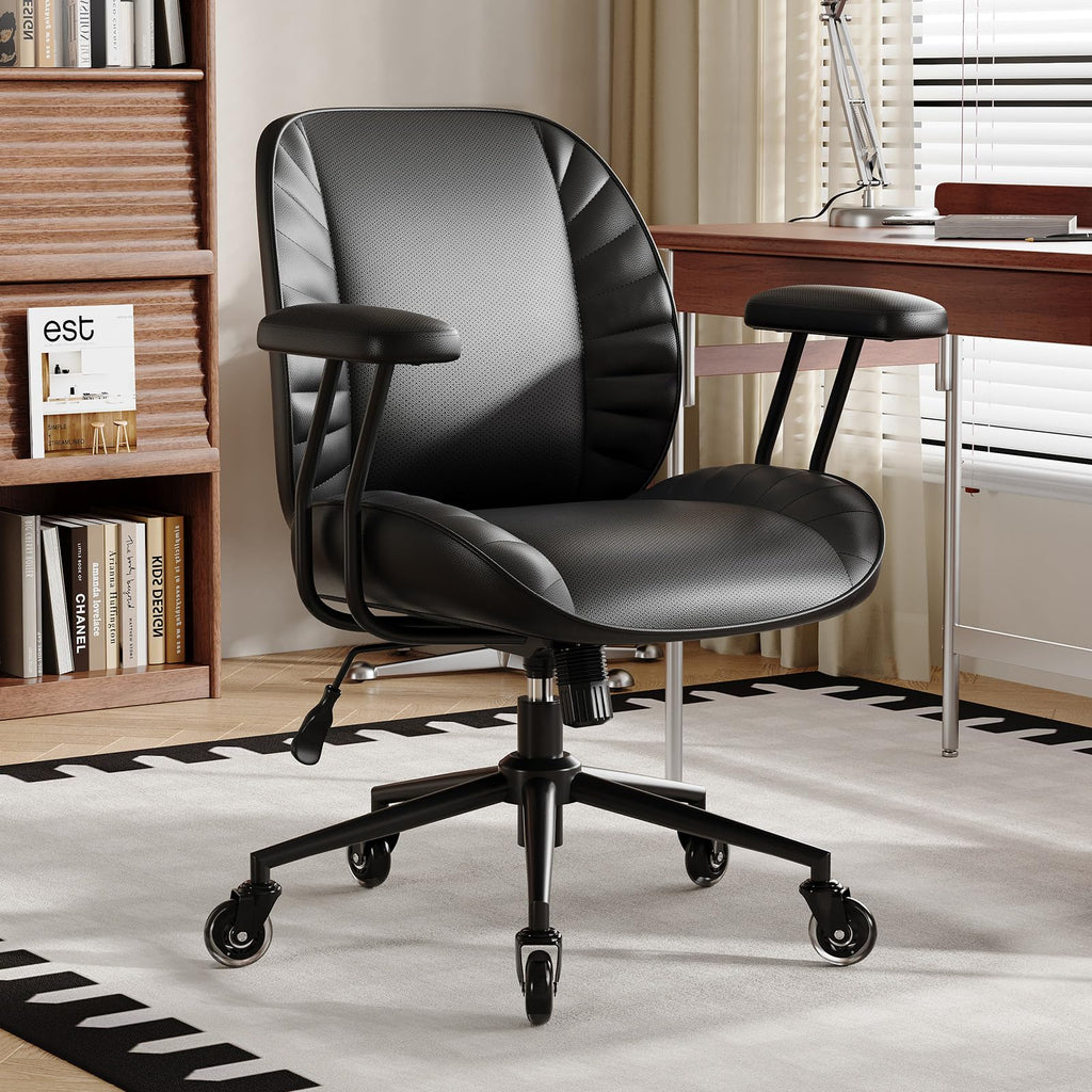 BFZ Leather Home Office Desk Chair with Lumbar Support, Brown