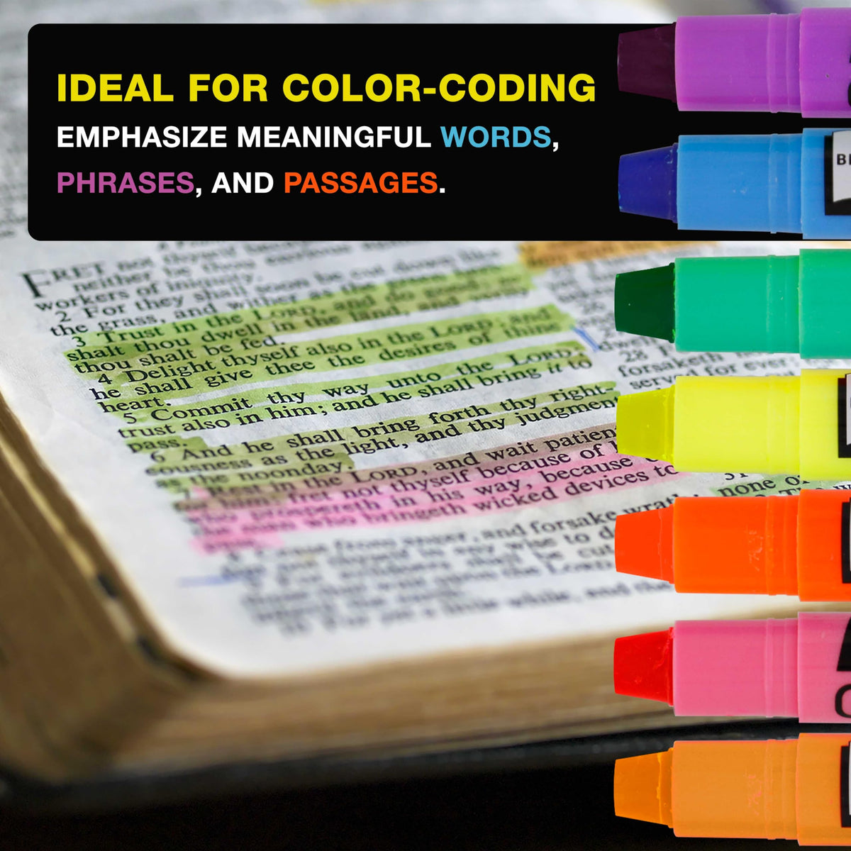 U.S. Office Supply Bible Safe Highlighter, Set of 6 Assorted Colors