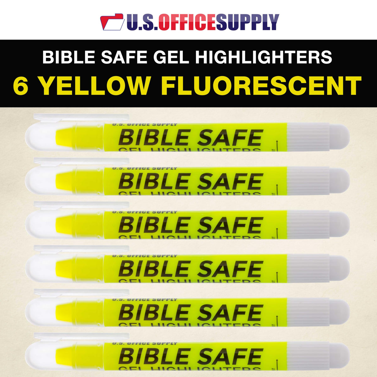 U.S. Office Supply Bible Safe Highlighter, Set of 6 Assorted Colors
