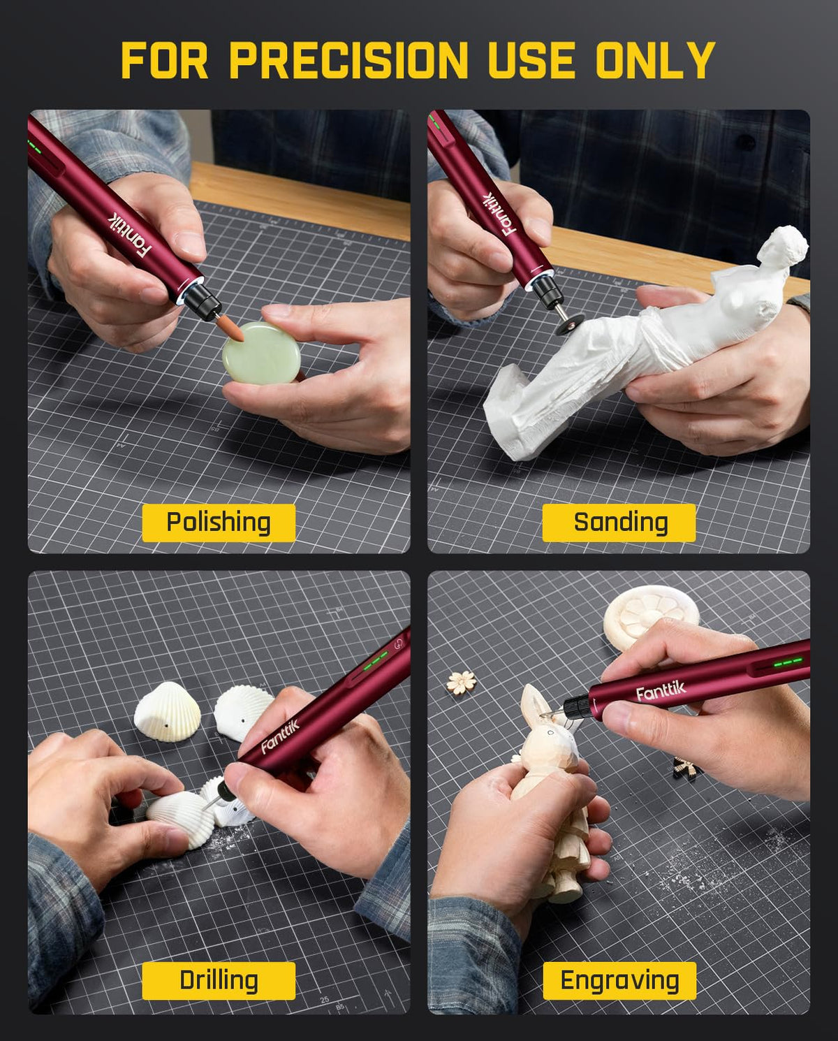 Fanttik F2 Master Mini Cordless Rotary Tool Kit for 3D Printer Sanding