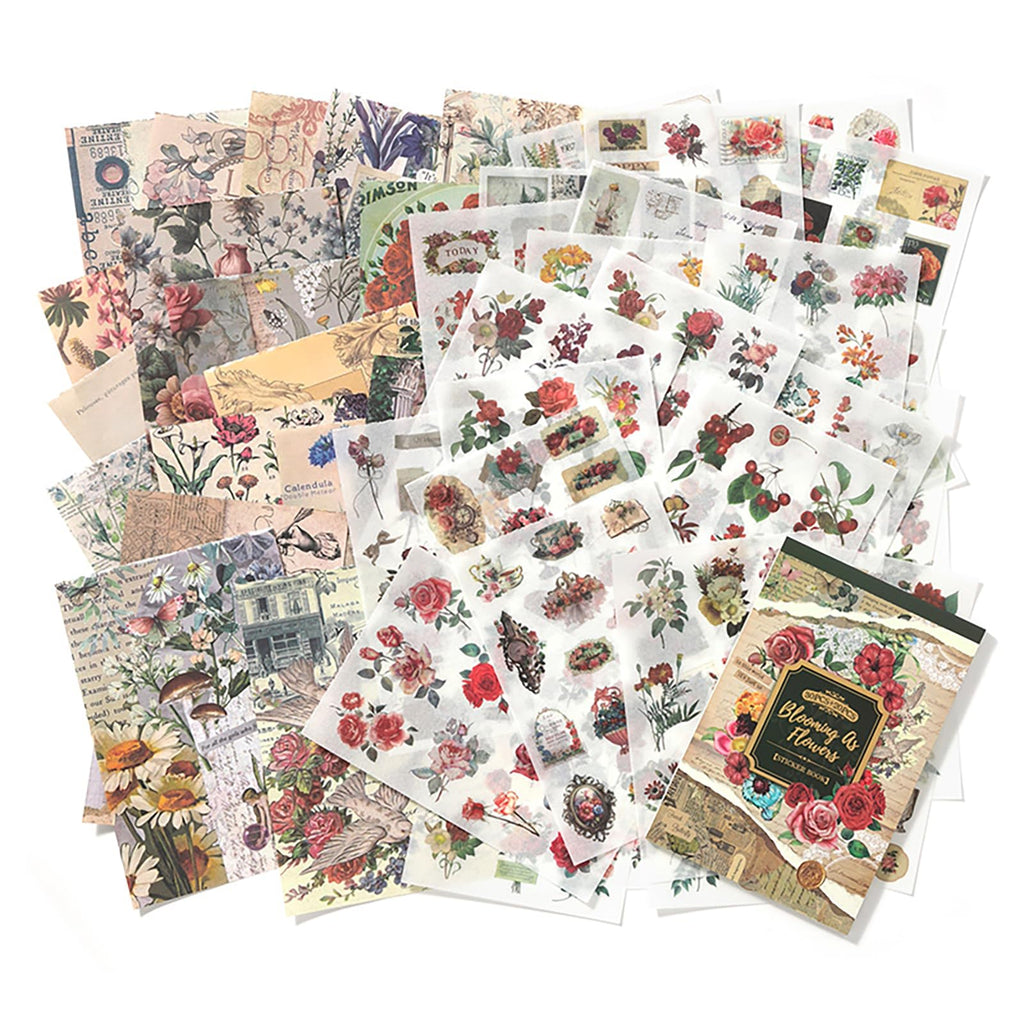 Scrapbook Stickers - 300 Pre-Cut Washi Stickers & 20 Scrapbook Papers for Travel Journaling