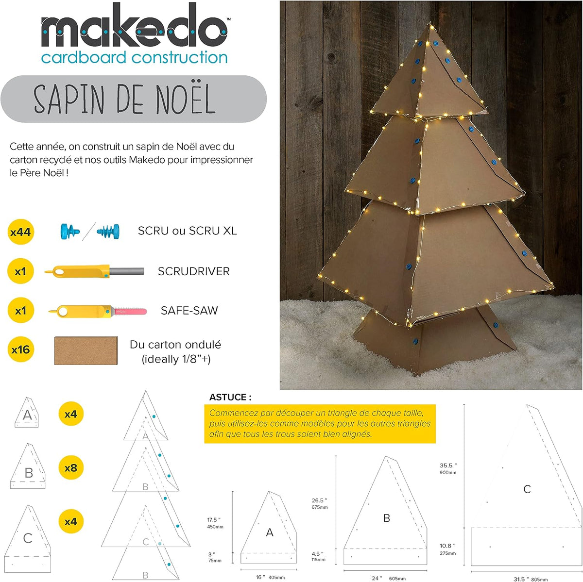 Makedo Starter | Cardboard Construction Starter Pack, 36 Pieces, Age 4+