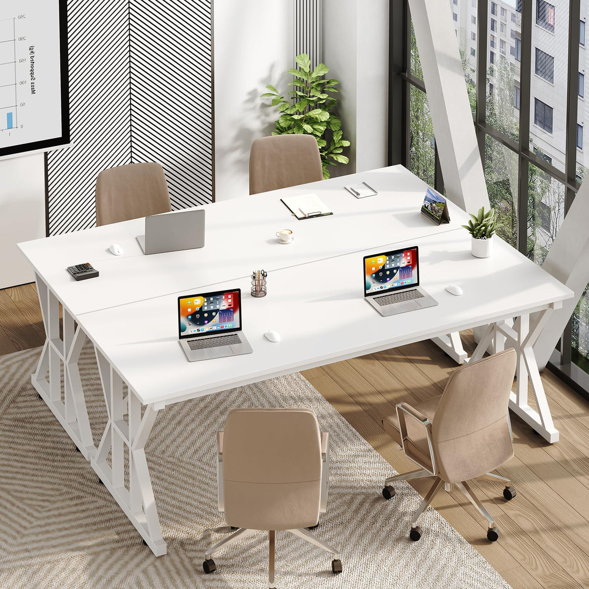 63" Large Computer Desk with Thickened Frame for Home Office, Living Room