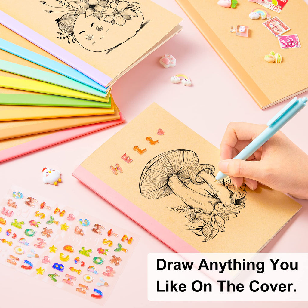 Feela 56-Pack A5 Kraft Notebooks – 60 Pages, Lined | Rainbow Spine Bulk Journal Set for Classrooms & Junk Journaling