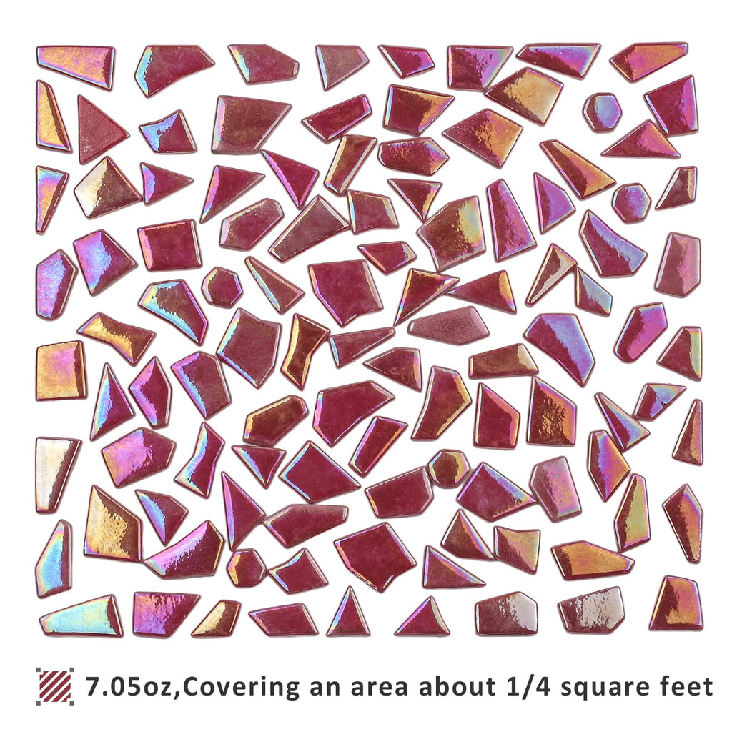 Iridescent Glass Mosaic Tiles for Crafts Bulk,200g Broken Mosaic Glass Pieces for DIY Home Garden Art Projects, Handmade Crafts & Decor