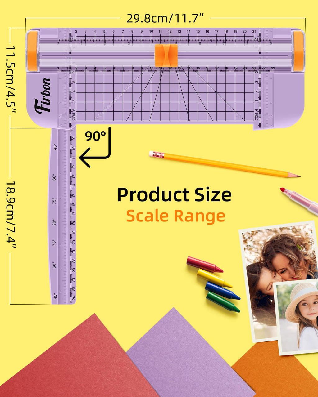 Firbon A5 Paper Cutter, Small Straight Paper Trimmer with Side Ruler