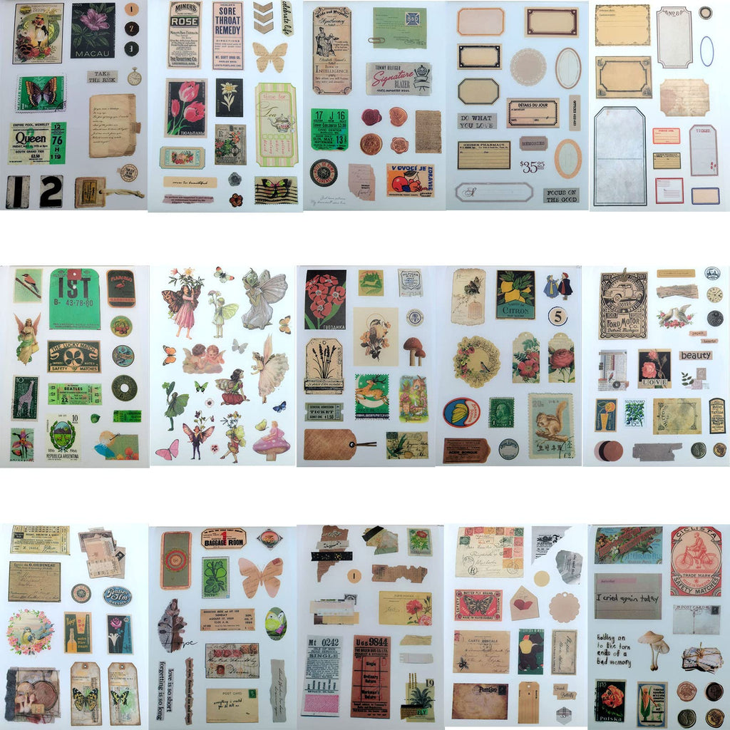 Vintage Ephemera Stickers Scrapbook Sticker Book with 439 Stickers and 20 Scrapbook Papers Sticker Book for journaling