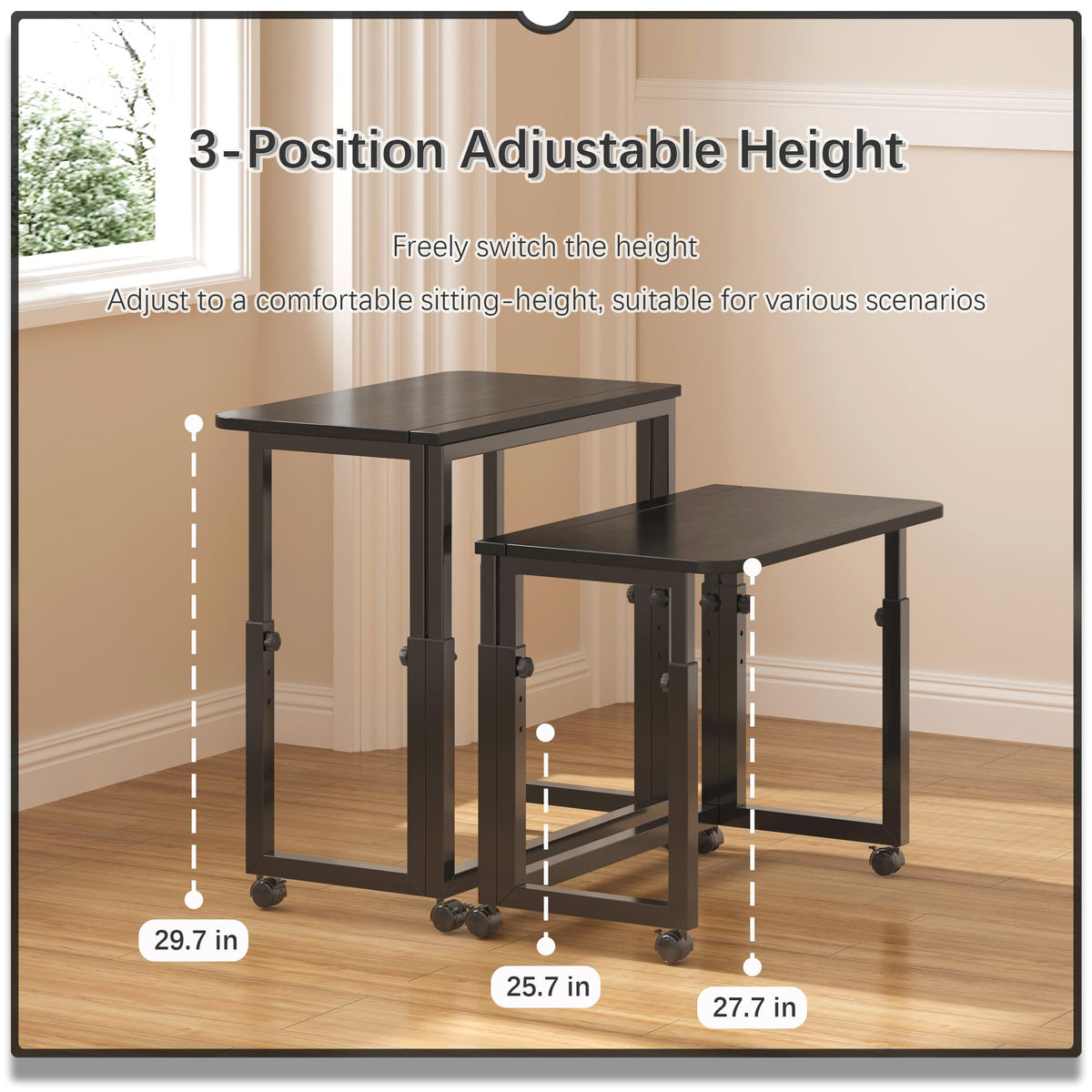 4NM 27.5-Inch Folding Student Desk with Wheels