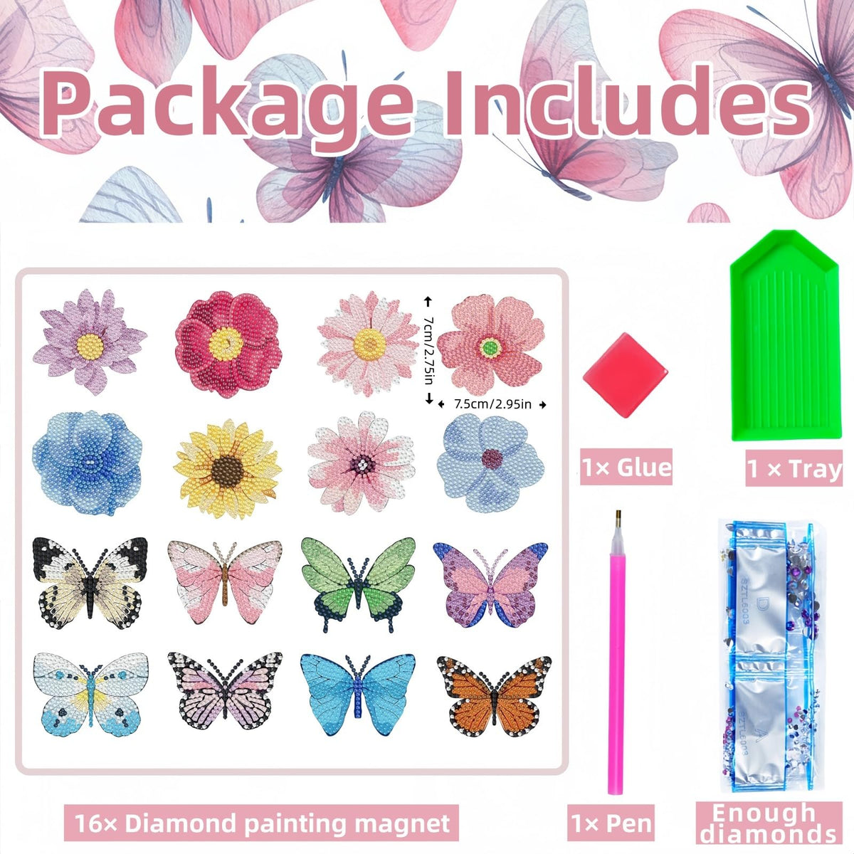 16 Pcs Ladybug Diamond Painting Magnets Kits Diamond Art Fridge Magnet Refrigerator Sticker Diamond Painting kit for Beginners Adults DIY Art Craft Gifts Home Decors
