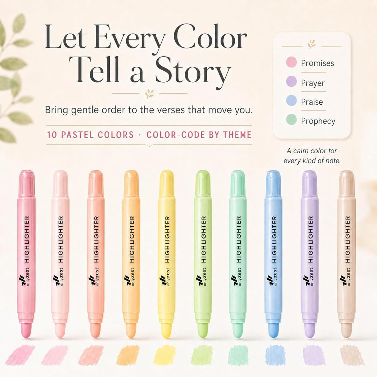 10 Pack Bible Safe Highlighters - Pastel Color, Wax Highlighters