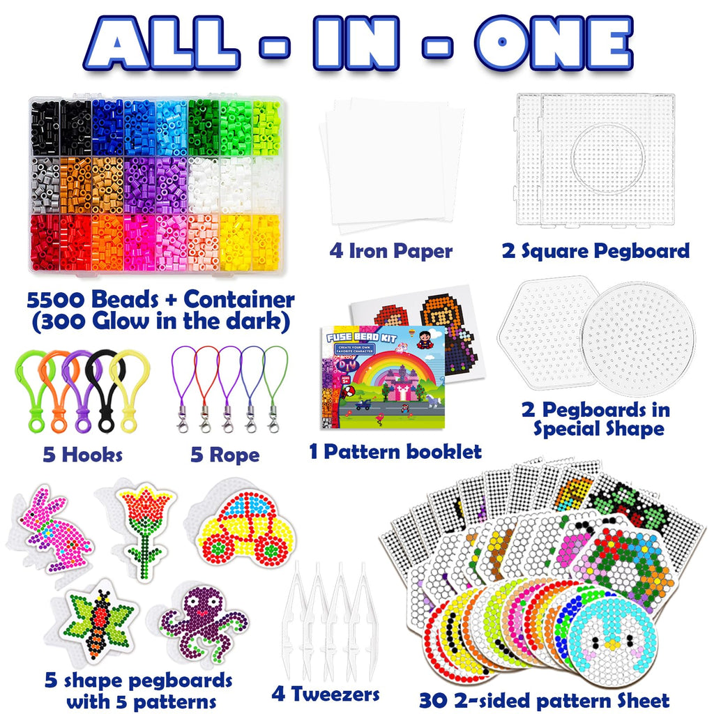 23000 5mm Fuse Beads Kit for Craft Gifts - 22 Colors | 106 Patterns