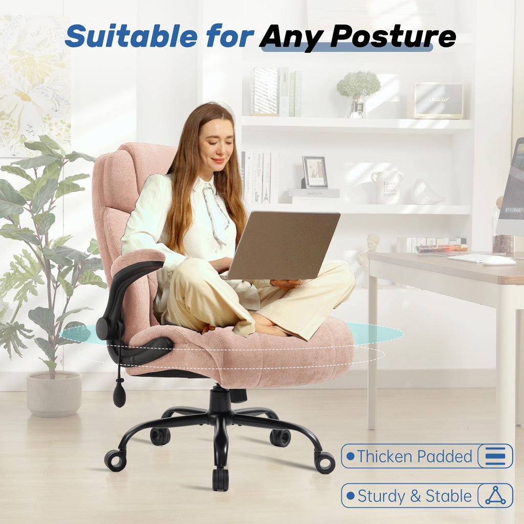 550LBS Big and Tall Office Chair, Comfy Heavy Duty Executive Chair with Adjustable Lumbar Support Double Spaces Casters, PU Leather Extra Wide Seat Ergonomic Computer Desk Chair for Back Pain, Black