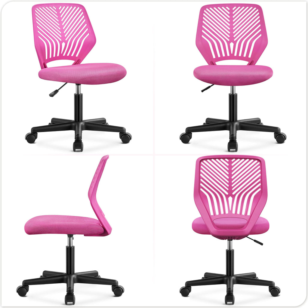 Yaheetech Small Desk Chair, Armless Adjustable Swivel Seat, Green