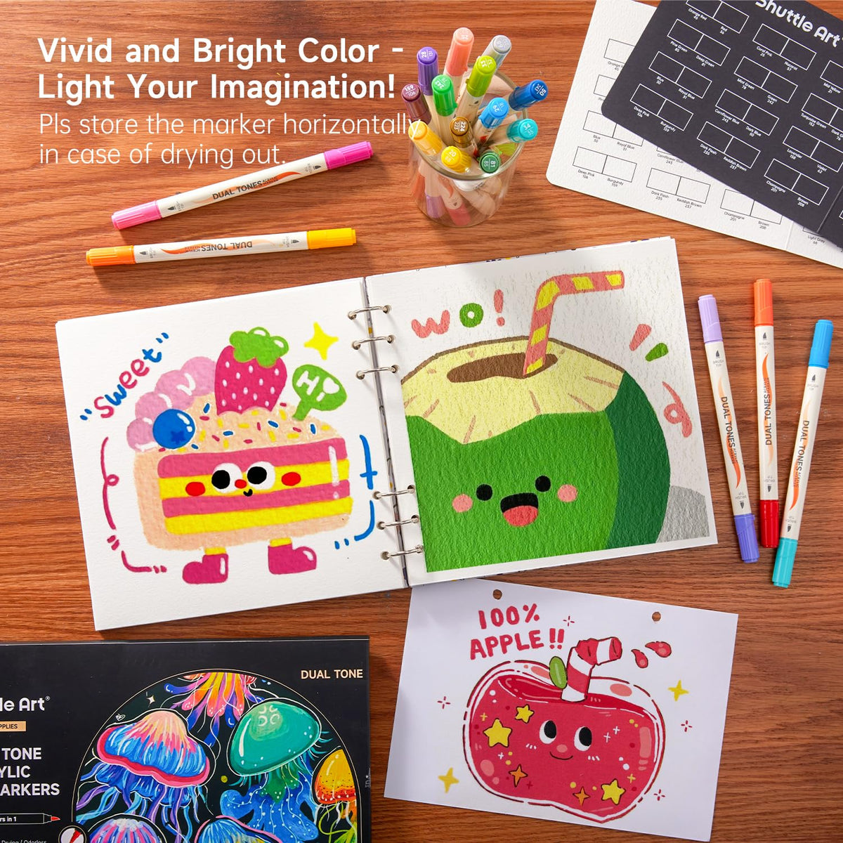 Shuttle Art 96 Colors Dual Tone Refillable Acrylic Markers with 100 Refills