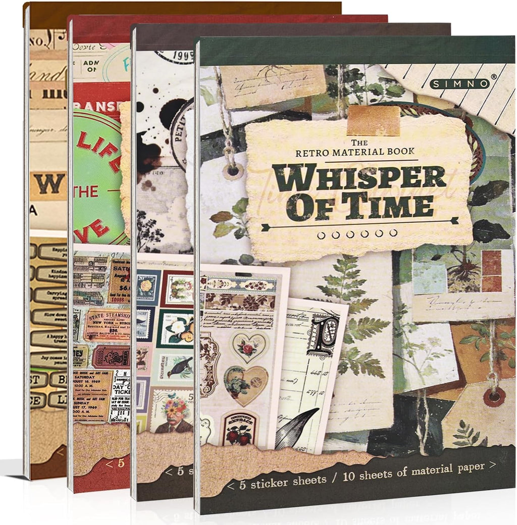 Dwpetzo: 4-Pack Vintage Ephemera Booklets for Junk Journaling – 60 Sheets Total