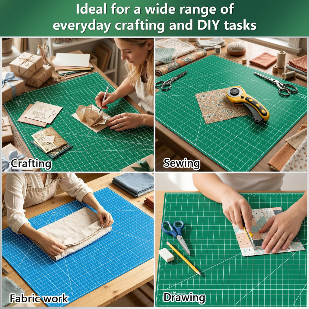 WORKLION 12" x 18" Art Self Healing PVC Cutting Mat, Double Sided, Gridded Rotary Cutting Board for Craft, Fabric, Quilting, Sewing, Scrapbooking Project……