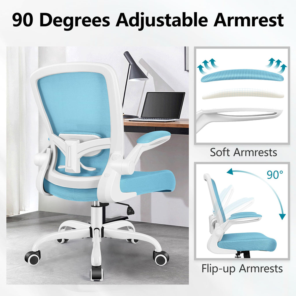 FelixKing Office Chair, Ergonomic Desk Chair Breathable Mesh Chairs Adjustable High Back Lumbar Support Flip-up Armrests, Executive Rolling Swivel Comfy Computer Chairs Home Office Black