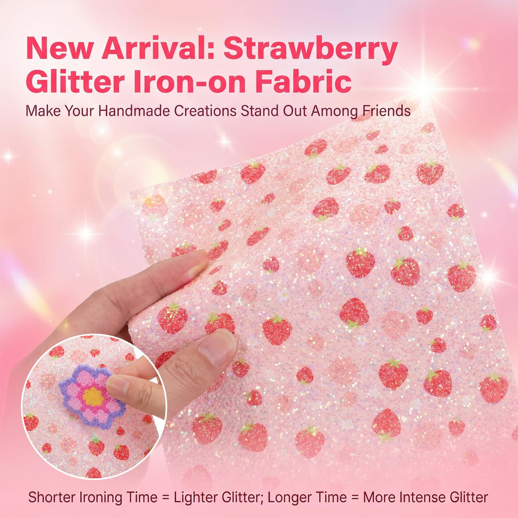 6PCS Fuse Beads Glitter Fabric Ironing Paper, 7.87 x 5.91 Inch Fuse Chunky Fabric Ironing Paper Reusable Chunky Sparkle IronPaper with PU Leather Easy to Iron Out Non-Porous for Bead Craft