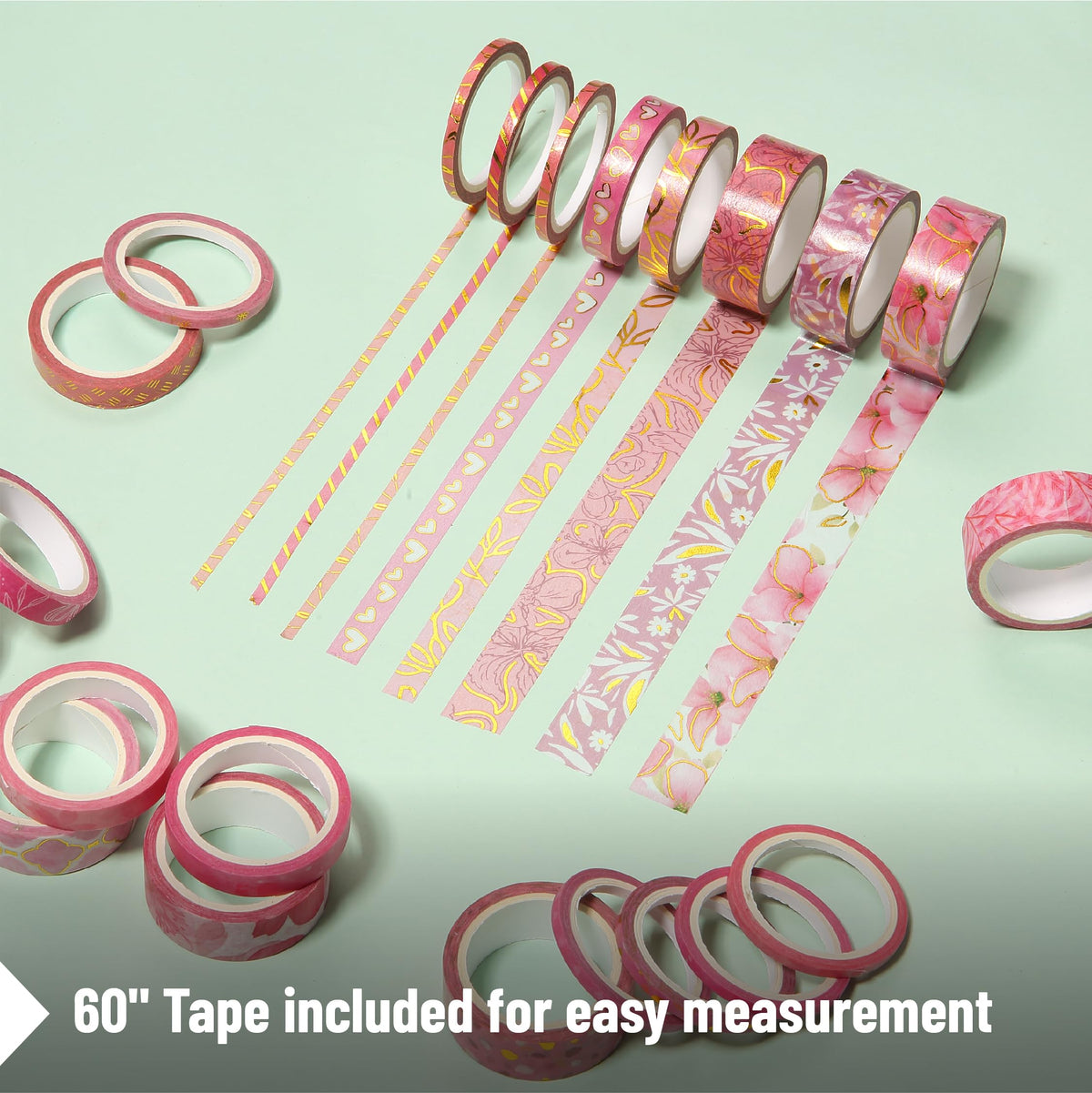Mr. Pen- Washi Tape Set, 21 Rolls, Assorted Sizes, Floral