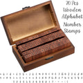 Fuyoooo 70 Pcs Alphabet Wooden Rubber Stamps with Box Letter Number Symbol DIY Craft Alphabet Stamps Set for Card Making DIY Craft Scrapbooking Supplie