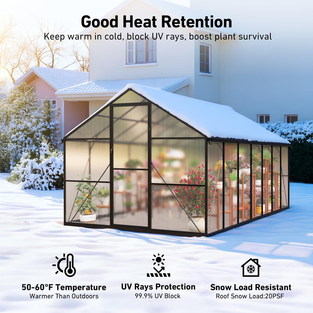 Windproof Tunnel Greenhouse with Thermometer (Multiple Sizes)