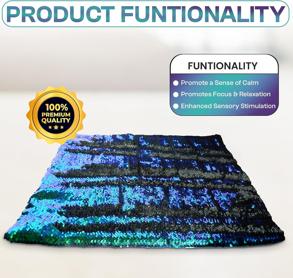 Weighted Lap Pad for Kids, 5 lb Sensory Blanket with Sequin Fabric