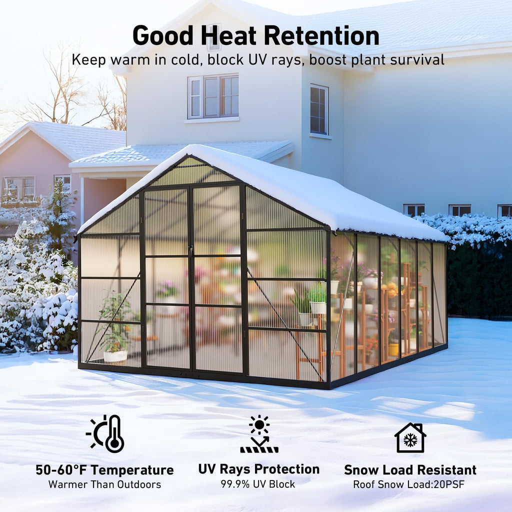 Windproof Tunnel Greenhouse with Thermometer (Multiple Sizes)