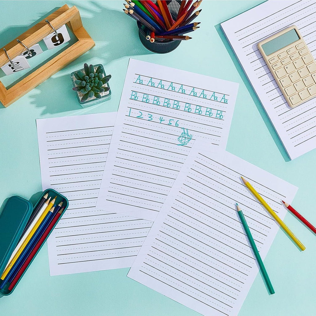 Yeaqee Raised Ruled Portrait Handwriting Paper for Kid Practice, 120 Sheets