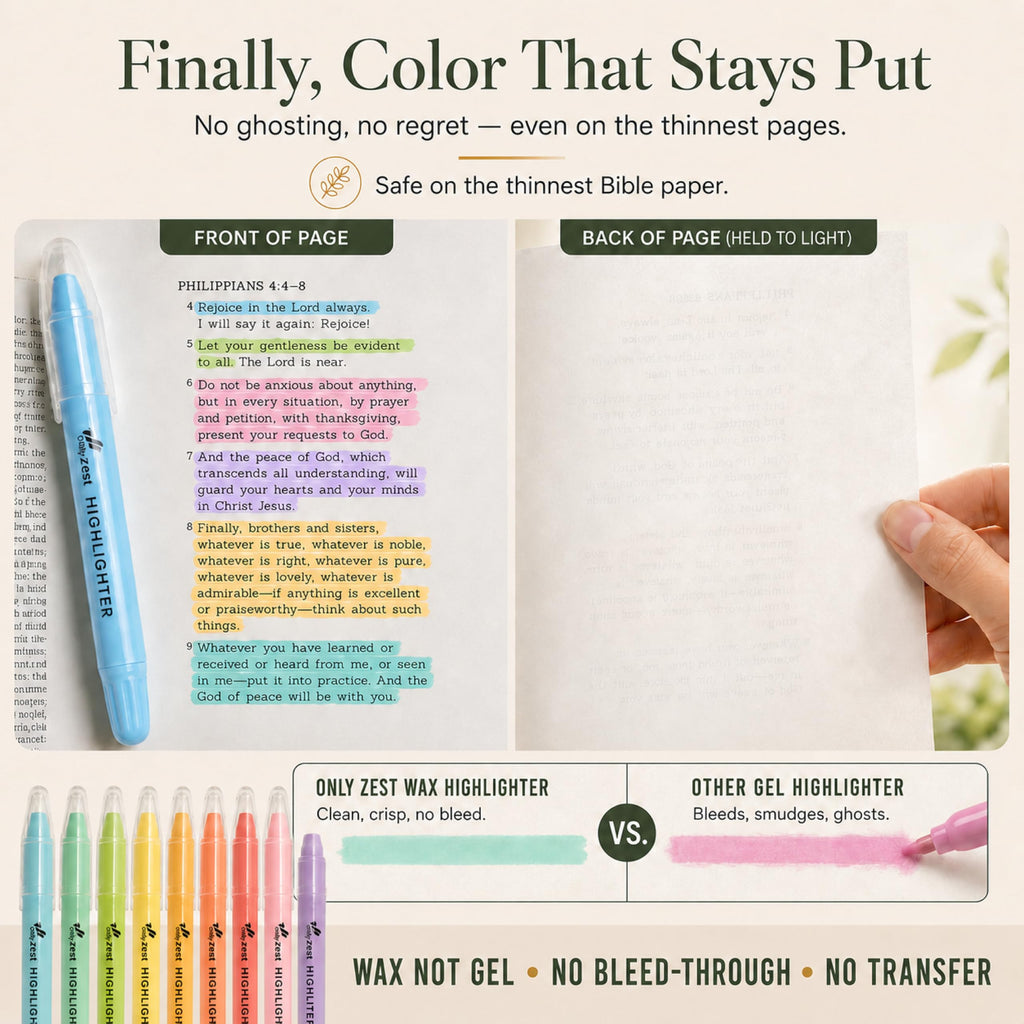 10 Pack Bible Safe Highlighters - Pastel Color, Wax Highlighters