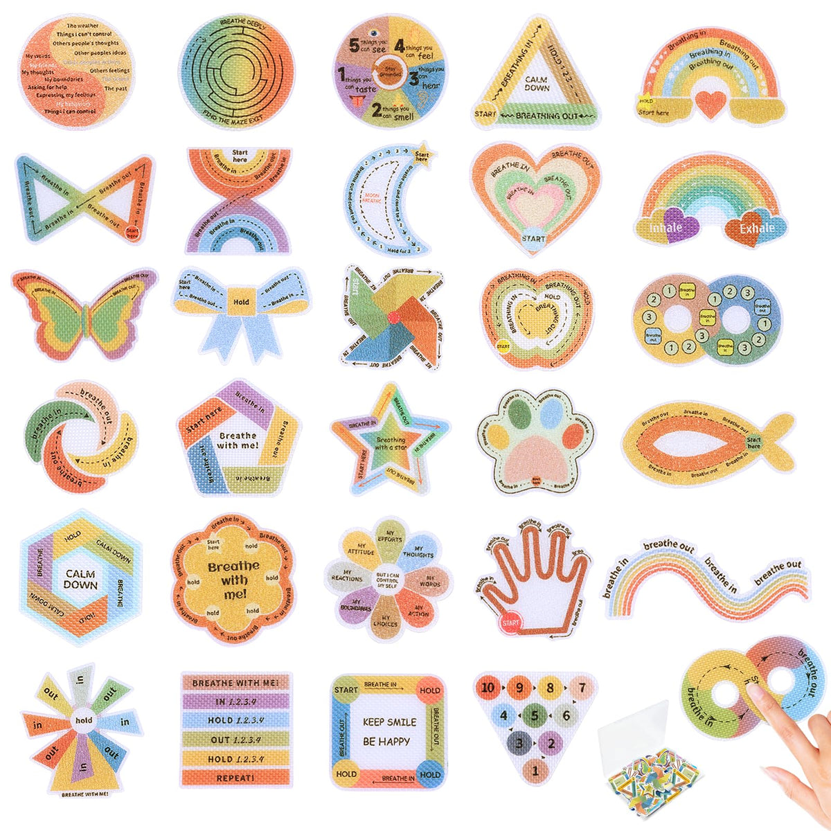 108 Pieces Sensory Stickers - 2 Textured Surface Sensory Stickers with Storage Box - Fidget Strips for Adults, and ADHD - Anxiety Relief Mindfulness Stickers for Office Desk