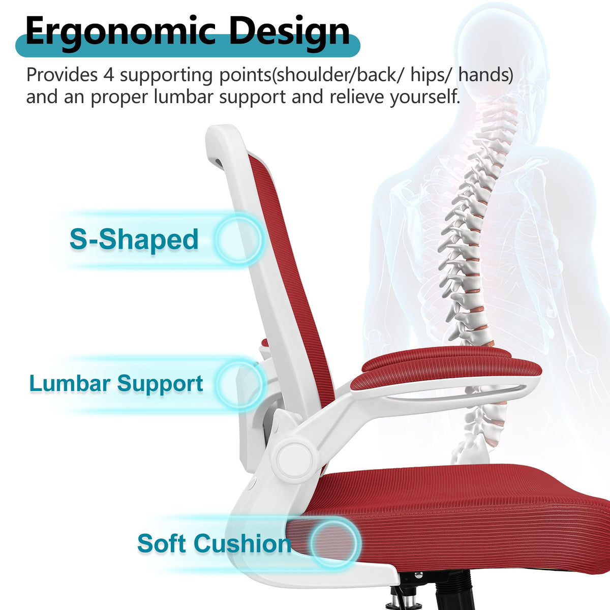 FelixKing Office Chair, Ergonomic Desk Chair Breathable Mesh Chairs Adjustable High Back Lumbar Support Flip-up Armrests, Executive Rolling Swivel Comfy Computer Chairs Home Office Black