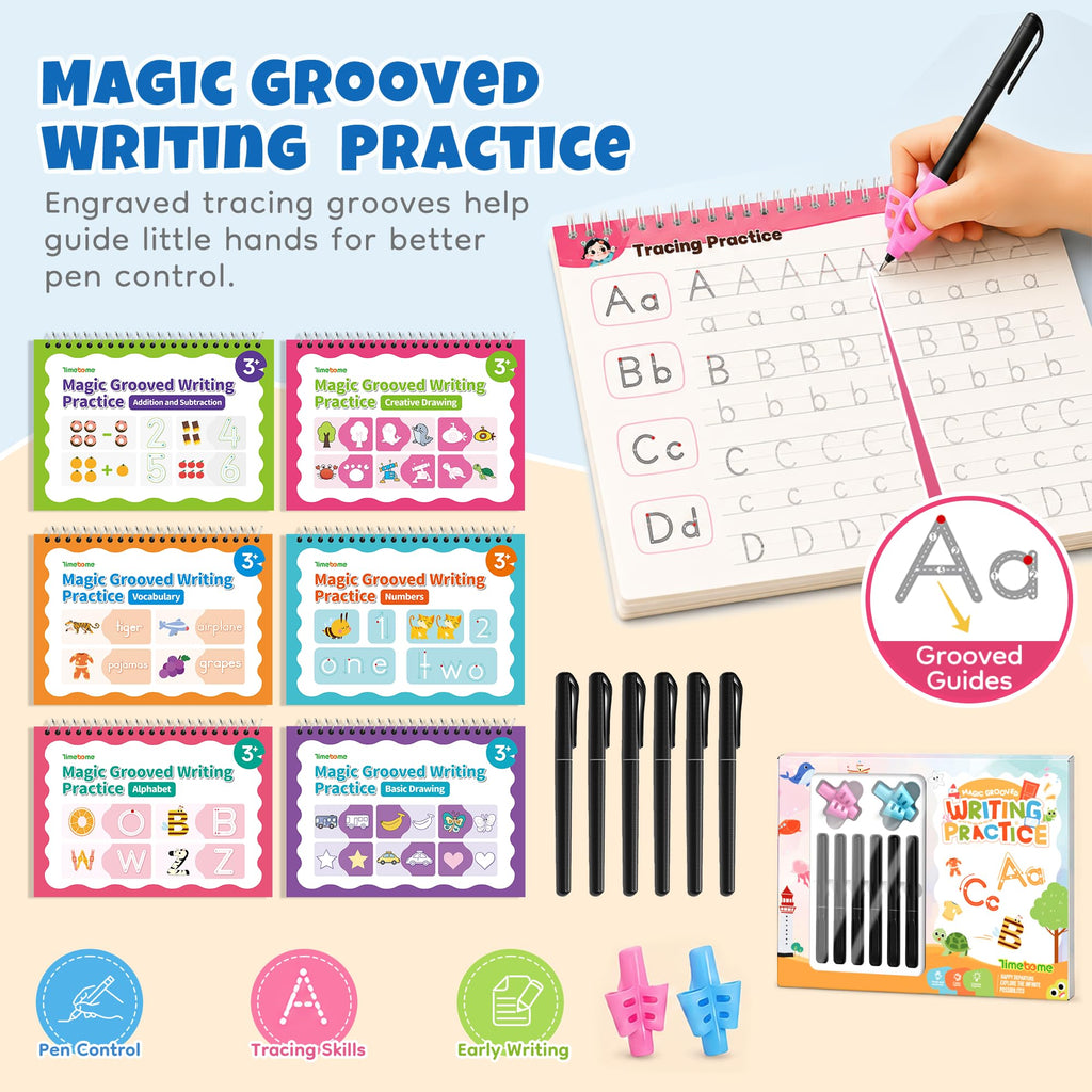 Magic Grooved Writing Practice Books for Kids 3-8