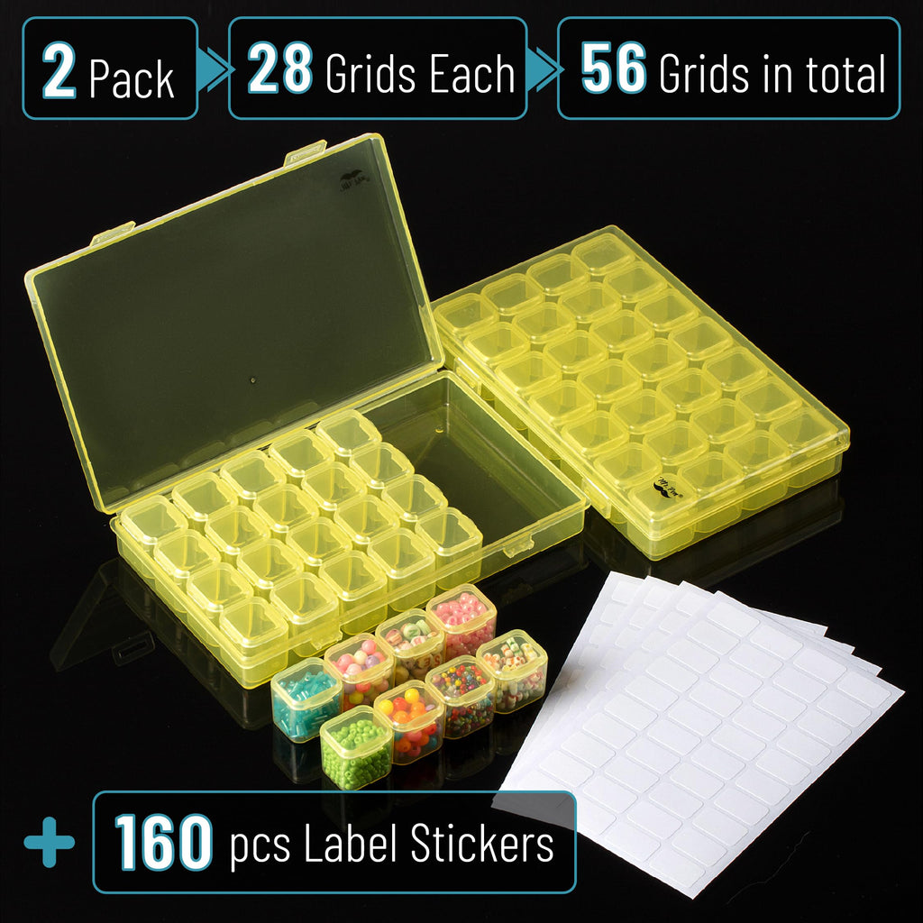 Mr. Pen- Bead Storage Containers, 28 Grids, 2 Pack, Clear White