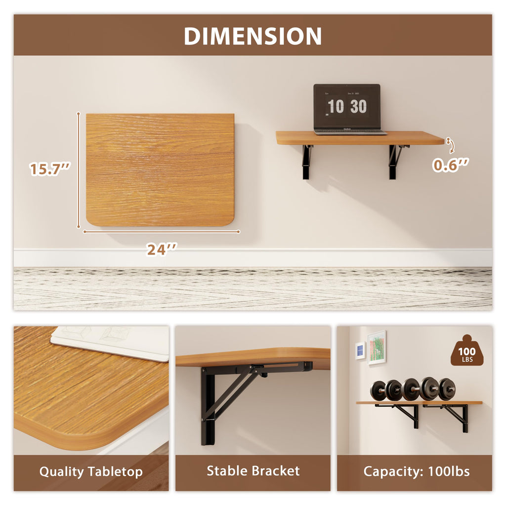 Dogsky Wall Mounted Folding Table 24x15.7 in - 100LB Capacity