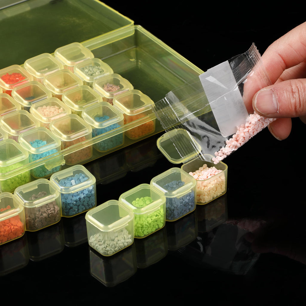 Mr. Pen- Bead Storage Containers, 28 Grids, 2 Pack, Clear White
