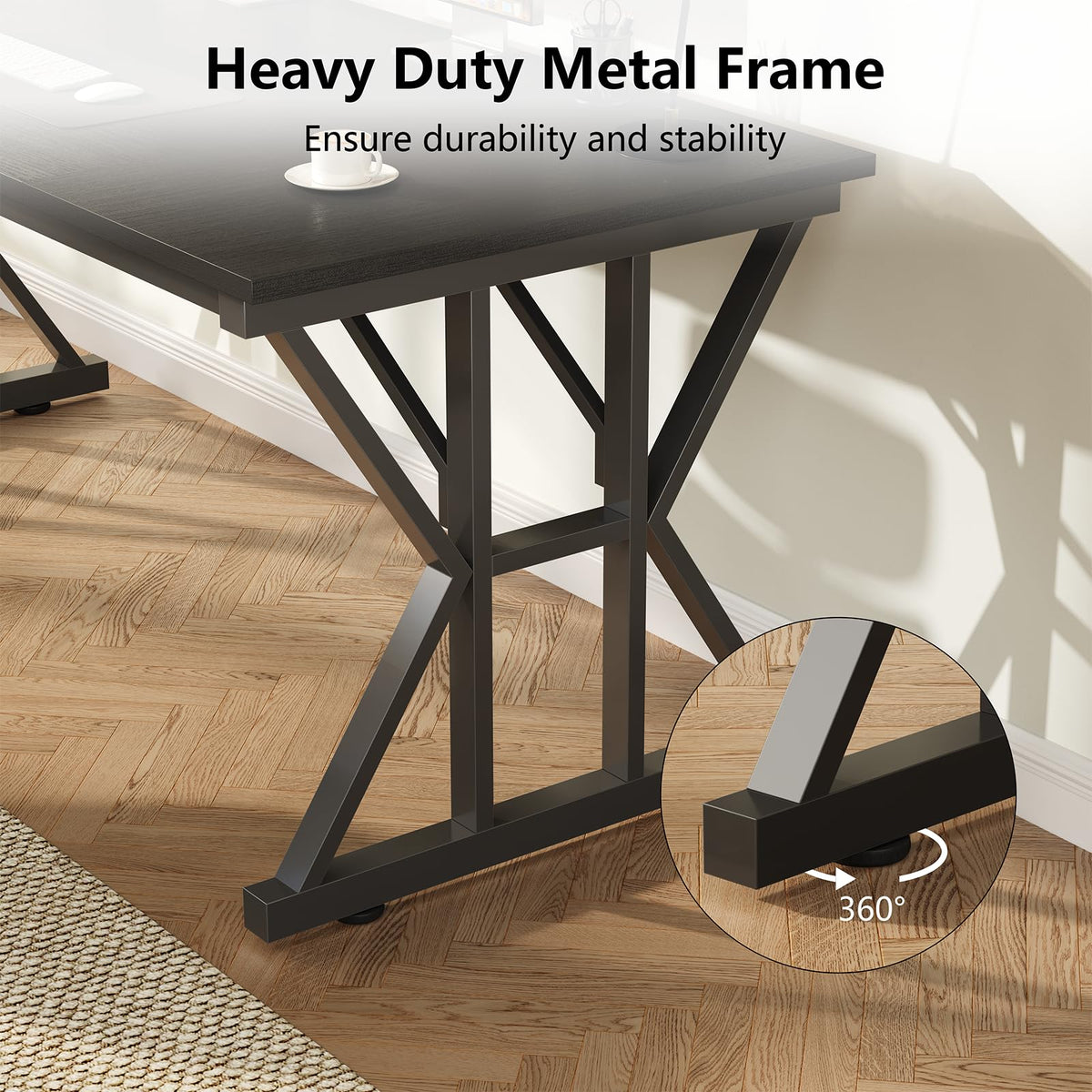 63" Large Computer Desk with Thickened Frame for Home Office, Living Room