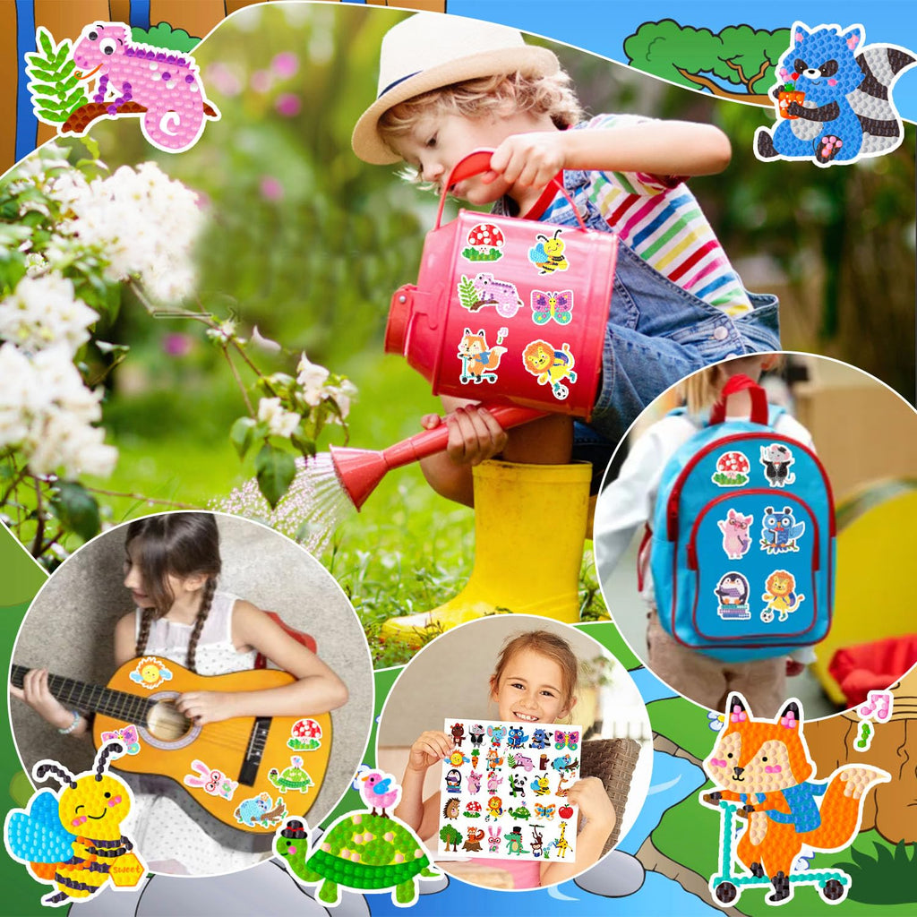 Labeol Diamond Art Kits for Kids Boys and Girls Ages 6-8-10-12 Easy to DIY Creative Diamond Art Sticker Craft by Numbers Kits for Kids and Adult Beginners (Animal)
